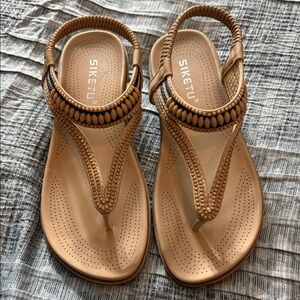 Siketu Tan Beaded Women's Sandals 39